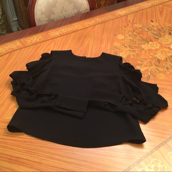 CATHERINE MALANDRINO cut-out black silk long sleeve Blouse Sz.XS - Picture 6 of 12